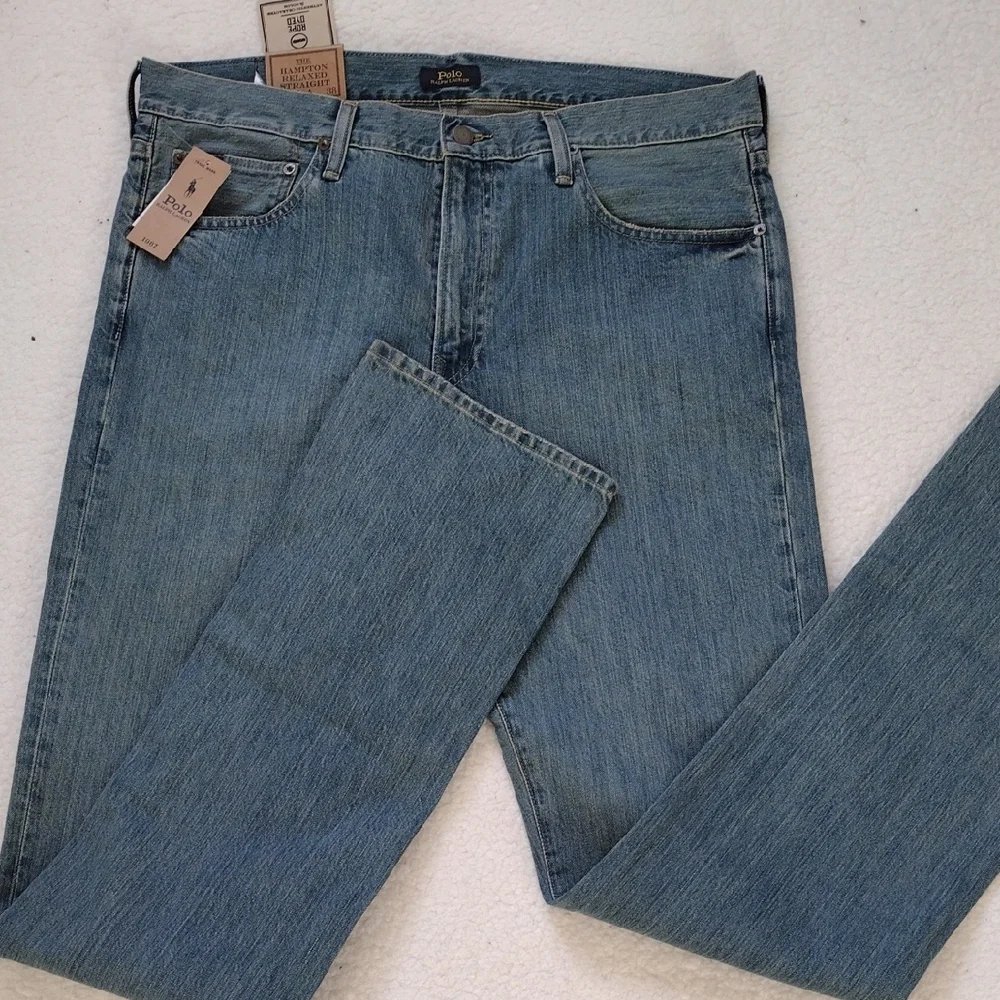 Polo Ralph Lauren The Hampton Relaxed Straight Men's 36Tx38 Denim Blue Jeans